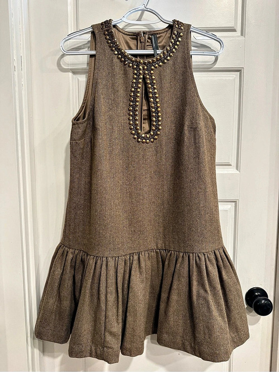 Anthropologie Dresses & Skirts - Anthropologie Beaded Keyhole Shift Dress Beaded Mini Dress Brown Size Small NWT